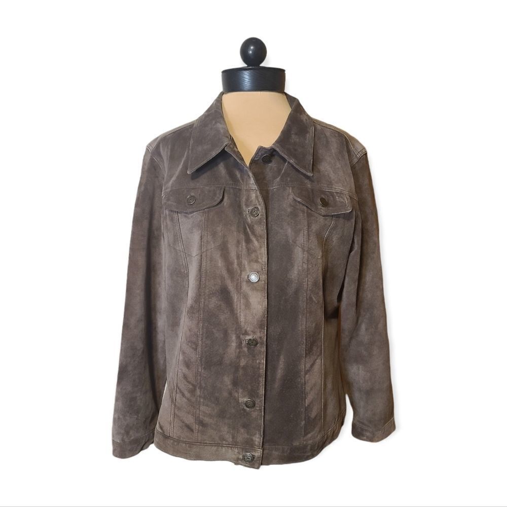 Women’s Brown Suede Leather Jacket - Classic Button-Front